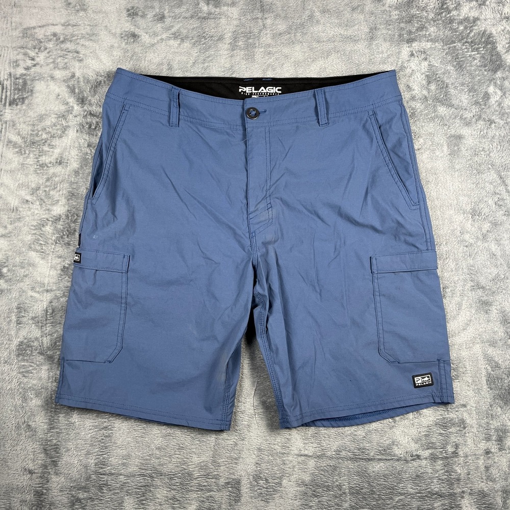 Pelagic Madeira Cargo Shorts Mens 36 Blue Stretch Water Repellent Utility Pocket